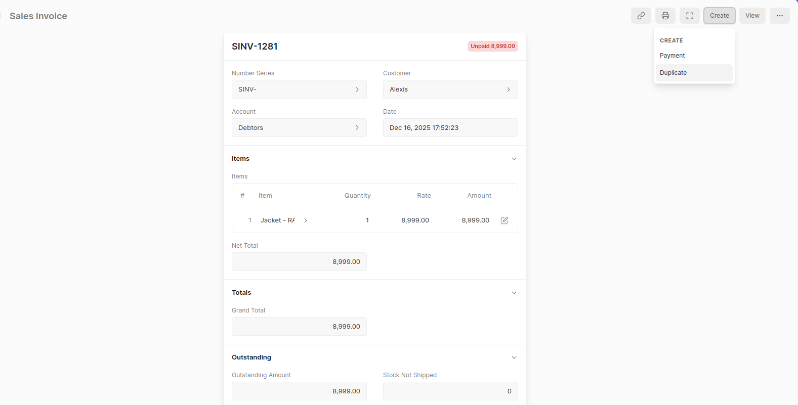 Sales Invoice Status