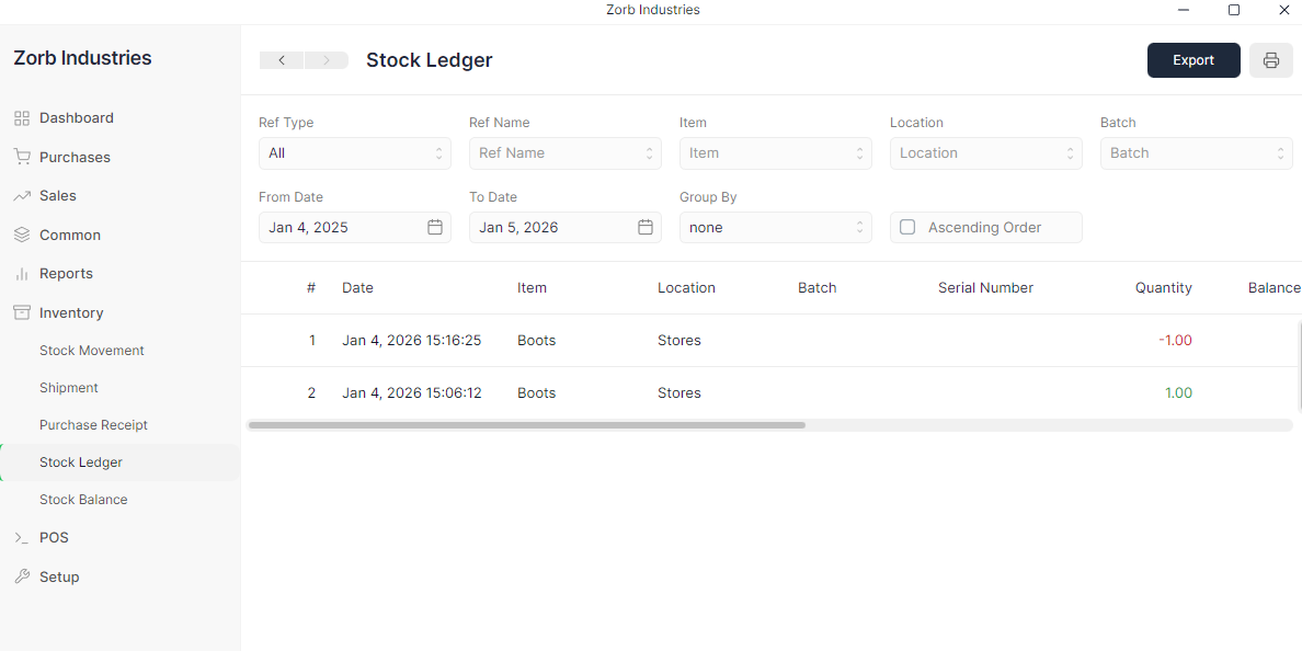 Stock Ledger